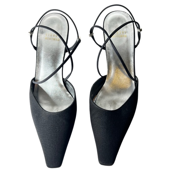 Stuart Weitzman Shoes - Stuart Weitzman Black Pointed-Toe Kitten Heel Size 7.5